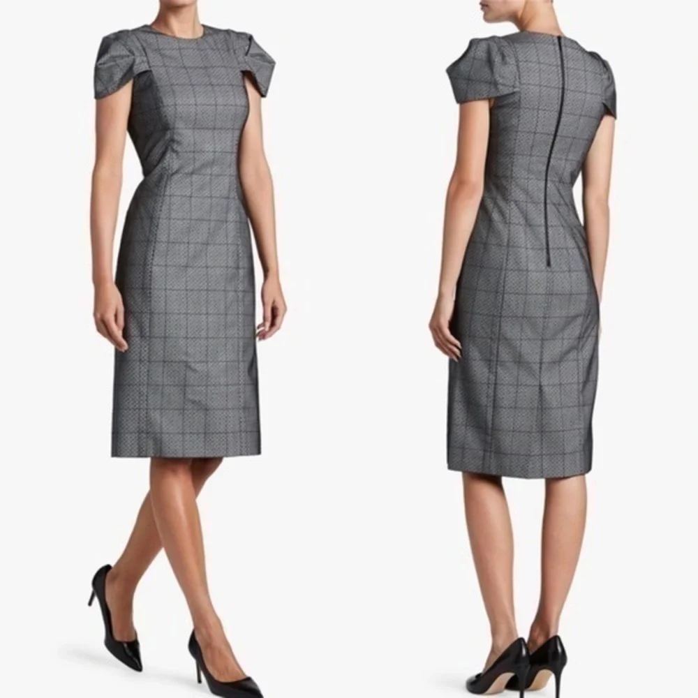🆕 Jason Wu Collection Runway Cap Sleeve Plaid & Polka Dot Lace Midi Dresse - Picture 4 of 16
